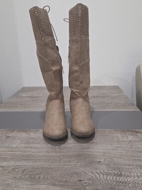 torrid Taupe  Over-The-Knee Perforated Cuff Boots 7.5W NWOT